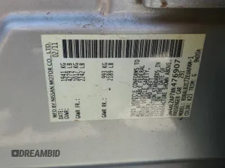 2011 Nissan Altima 2.5 SL with VIN 1N4AL2AP7BN476907, listed as a Copart auction lot 53116815 with 0 mi miles and Clean Title. Bid and sale history available at carsss.com. Image 12.