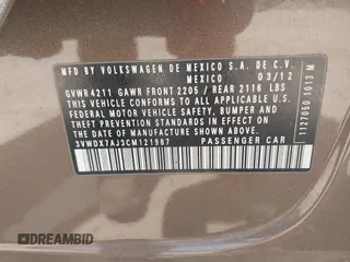 2012 Volkswagen Jetta SE with VIN 3VWDX7AJ3CM121987, listed as a IAAI auction lot 42520818 with 149,997 mi miles and . Bid and sale history available at DreamBid. Image 9.