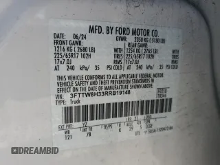 2024 Ford Maverick XLT with VIN 3FTTW8H33RRB19148, listed as a Copart auction lot 58040905 with 28,496 mi miles and Salvage title. Bid and sale history available at DreamBid. Image 12.