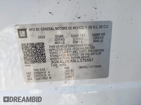 2020 GMC Terrain SLT z VIN 3GKALVEX0LL175567, wystawiony jako IAAI lot #41423772 z przebiegiem 39 742 mil mil oraz . Historia ofert i sprzedaży dostępna na DreamBid. Obrazek 9.