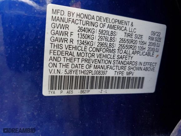 2023 Acura MDX w/A-Spec Package with VIN 5J8YE1H02PL008397, listed as a Copart auction lot 46486725 with 19,632 mi miles and Salvage Title. Bid and sale history available at carsss.com. Image 15.