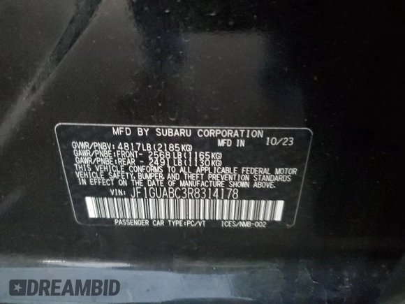 2024 Subaru Impreza with VIN JF1GUABC3R8314178, listed as a Copart auction lot 74270914 with 6,615 mi miles and Salvage Title. Bid and sale history available at carsss.com. Image 12.
