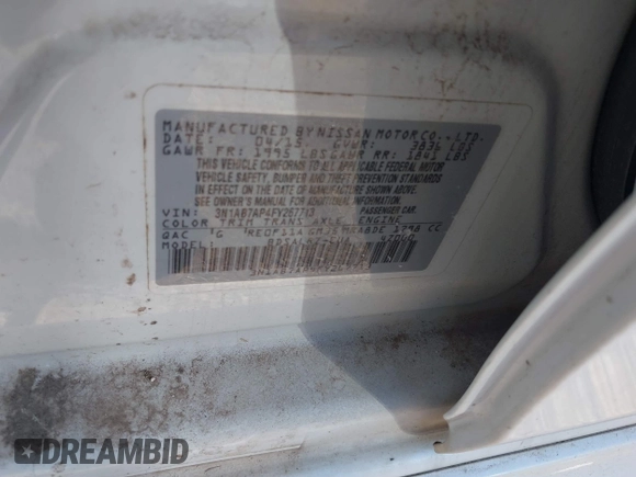 2015 Nissan Sentra SR with VIN 3N1AB7AP4FY267713, listed as a IAAI auction lot 41630409 with 99,919 mi miles and . Bid and sale history available at DreamBid. Image 9.