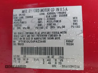 2004 Ford Ranger XL with VIN 1FTYR10U54PA23448, listed as a IAAI auction lot 41965530 with 230,128 mi miles and . Bid and sale history available at carsss.com. Image 9.