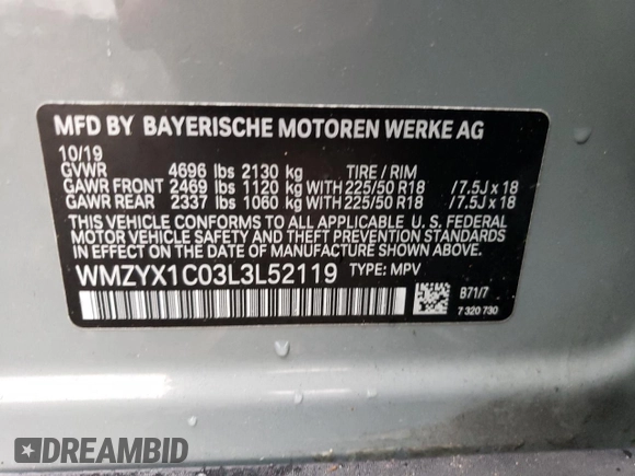 2020 MINI Countryman Cooper S with VIN WMZYX1C03L3L52119, listed as a Copart auction lot 65208934 with 26,917 mi miles and Salvage Title. Bid and sale history available at carsss.com. Image 14.