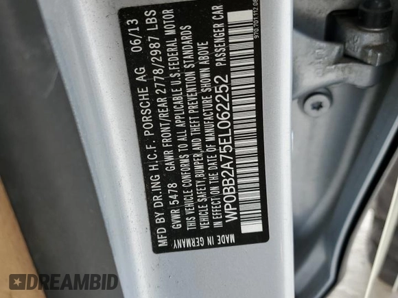 2014 Porsche Panamera 4S Executive with VIN WP0BB2A75EL062252, listed as a Copart auction lot 77269564 with 83,124 mi miles and Salvage Title. Bid and sale history available at DreamBid. Image 13.