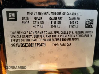 2014 Chevrolet Impala Limited Police Police with VIN 2G1WD5E30E1179479, listed as a Copart auction lot 75617744 with 109,134 mi miles and Salvage Title. Bid and sale history available at carsss.com. Image 12.