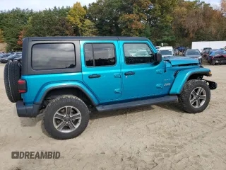 2020 Jeep Wrangler Unlimited Sahara with VIN 1C4HJXEN5LW107415, listed as a Copart auction lot 76152244 with 117,840 mi miles and Salvage title. Bid and sale history available at DreamBid. Image 3.
