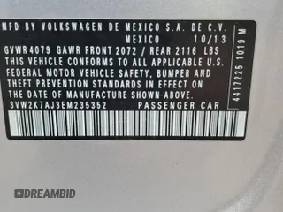 2014 Volkswagen Jetta S with VIN 3VW2K7AJ3EM235352, listed as a Copart auction lot 66446465 with 206,096 mi miles and Clean title. Bid and sale history available at DreamBid. Image 12.