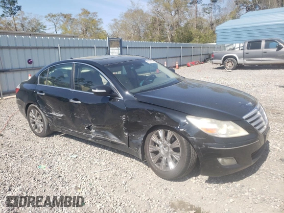 2009 Hyundai Genesis with VIN KMHGC46E69U041086, listed as a Copart auction lot 51020435 with 128,764 mi miles and Salvage Title. Bid and sale history available at DreamBid. Image 4.