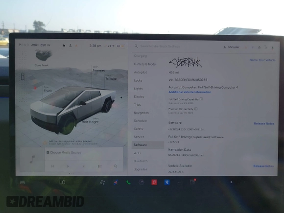 2024 Tesla Cybertruck с VIN 7G2CEHEDXRA050258, выставлен на аукционе IAAI как лот 41200586 с пробегом 495 миль миль и . История ставок и продаж доступна на DreamBid. Изображение 7.