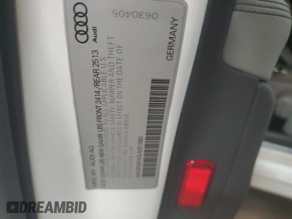 2020 Audi A4 Premium Plus z VIN WAUENAF40LA051680, wystawiony jako Copart lot #80894984 z przebiegiem 49 007 mil mil oraz Szkoda całkowita • Salvage title. Historia ofert i sprzedaży dostępna na DreamBid. Obrazek 12.