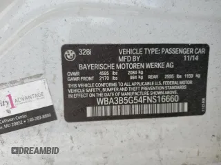 2015 BMW 3 Series 328i xDrive с VIN WBA3B5G54FNS16660, выставлен на аукционе Copart как лот 47927835 с пробегом 97 446 миль миль и Списание • Salvage title. История ставок и продаж доступна на DreamBid. Изображение 12.