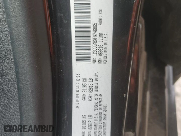 2015 Chrysler 200 Limited with VIN 1C3CCCABXFN746865, listed as a Copart auction lot 53064035 with 210,918 mi miles and Salvage Title. Bid and sale history available at DreamBid. Image 13.