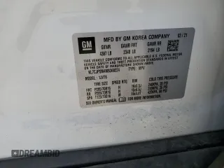 2021 Chevrolet Trax LT with VIN KL7CJPSM4MB368224, listed as a Copart auction lot 49455004 with 9,040 mi miles and Salvage Title. Bid and sale history available at carsss.com. Image 12.