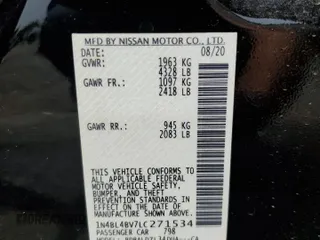 2020 Nissan Altima S with VIN 1N4BL4BV7LC271534, listed as a Copart auction lot 53549325 with 65,427 mi miles and Salvage Title. Bid and sale history available at carsss.com. Image 12.
