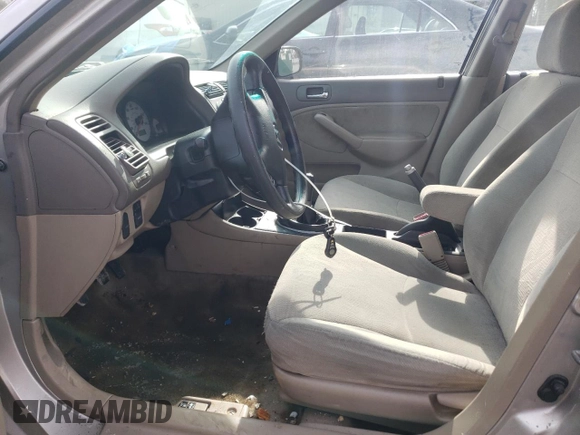 2002 Honda Civic LX with VIN 1HGES15572L028438, listed as a Copart auction lot 44297625 with 241,185 mi miles and Salvage Title. Bid and sale history available at DreamBid. Image 7.