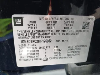 2017 Chevrolet Tahoe LT with VIN 1GNSCBKCXHR126982, listed as a IAAI auction lot 41830931 with 78,883 mi miles. Bid and sale history available at carsss.com. Image 9.