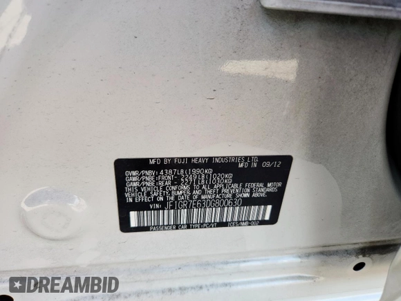 2013 Subaru WRX WRX с VIN JF1GR7E63DG800630, выставлен на аукционе Copart как лот 57603325 с пробегом 106 276 миль миль и Списание • Salvage title. История ставок и продаж доступна на DreamBid. Изображение 13.