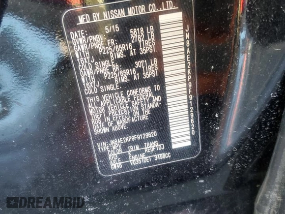2015 Nissan Quest SV z VIN JN8AE2KP9F9129620, wystawiony jako Copart lot #42491065 z przebiegiem 157 720 mil mil oraz Nie do naprawy • Non repairable. Historia ofert i sprzedaży dostępna na DreamBid. Obrazek 15.