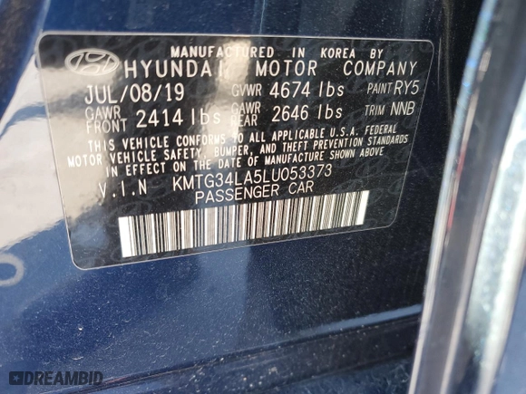 2020 Genesis G70 2.0T with VIN KMTG34LA5LU053373, listed as a Copart auction lot 42152495 with 59,701 mi miles and Salvage Title. Bid and sale history available at carsss.com. Image 13.