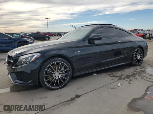 2018 Mercedes-Benz C 43 AMG with VIN WDDWJ6EB0JF668017, listed as a Copart auction lot 43320755 with 99,017 mi miles and Salvage Title. Bid and sale history available at DreamBid. Image 1.