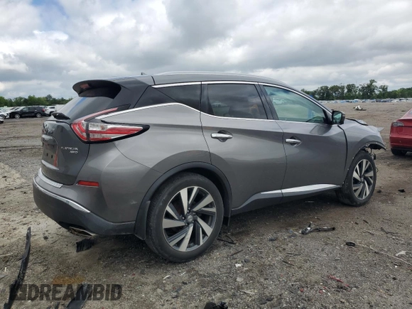 2015 Nissan Murano SL z VIN 5N1AZ2MH6FN224127, wystawiony jako Copart lot #56872115 z przebiegiem 88 340 mil mil oraz Szkoda całkowita • Salvage title. Historia ofert i sprzedaży dostępna na DreamBid. Obrazek 3.