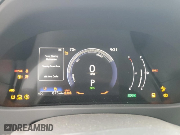 2025 Lexus UX with VIN JTHUCJDH3S2001129, listed as a Copart auction lot 65140554 with 875 mi miles and Salvage Title. Bid and sale history available at carsss.com. Image 9.