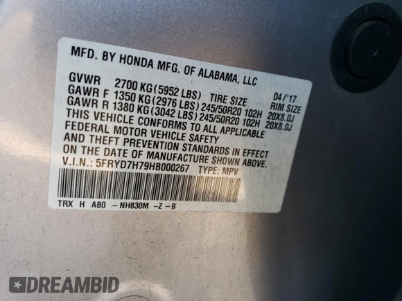 2017 Acura MDX Sport Hybrid w/Advance Pkg with VIN 5FRYD7H79HB000267, listed as a Copart auction lot 76016714 with 101,616 mi miles and Salvage Title. Bid and sale history available at carsss.com. Image 12.