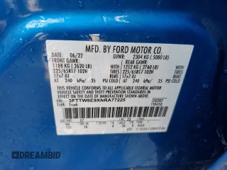 2022 Ford Maverick XL with VIN 3FTTW8E9XNRA77225, listed as a Copart auction lot 42162615 with 43,683 mi miles and Salvage Title. Bid and sale history available at DreamBid. Image 12.