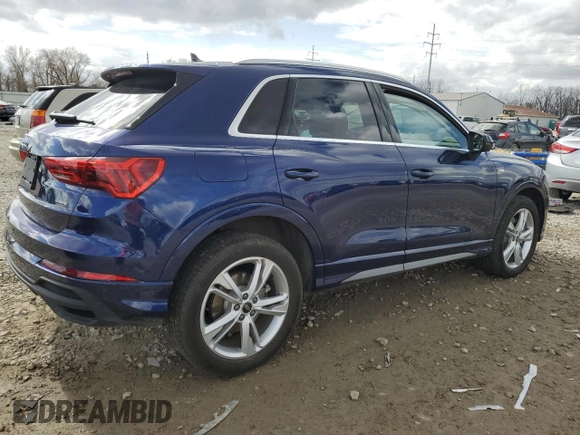 2023 Audi Q3 S line Premium Plus with VIN WA1EECF33P1037116, listed as a Copart auction lot 47653765 with 5,702 mi miles and Salvage title. Bid and sale history available at DreamBid. Image 3.