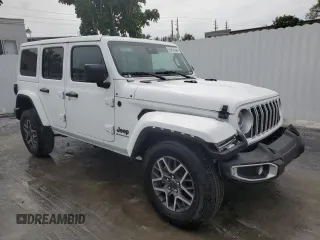 2025 Jeep Wrangler Sahara with VIN 1C4PJXEN7SW505719, listed as a Copart auction lot 52528025 with 8,911 mi miles and Clean Title. Bid and sale history available at DreamBid. Image 4.