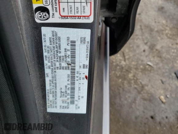 2015 Ford Fiesta SE z VIN 3FADP4BJ8FM150587, wystawiony jako Copart lot #57878275 z przebiegiem Nie podano mil oraz Szkoda całkowita • Salvage title. Historia ofert i sprzedaży dostępna na DreamBid. Obrazek 12.