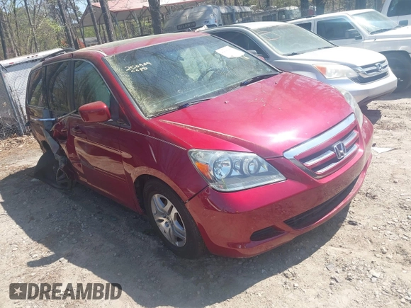 2005 Honda Odyssey EX-L with VIN 5FNRL38755B118345, listed as a IAAI auction lot 41806386 with 247,502 mi miles. Bid and sale history available at carsss.com. Image 1.