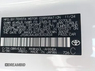 2024 Toyota Prius LE with VIN JTDACAAU6R3043434, listed as a IAAI auction lot 41757074 with 422 mi miles and . Bid and sale history available at DreamBid. Image 9.