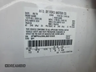 2020 Ford Edge SEL with VIN 2FMPK4J99LBB15305, listed as a Copart auction lot 59551475 with 61,025 mi miles and Salvage title. Bid and sale history available at DreamBid. Image 12.