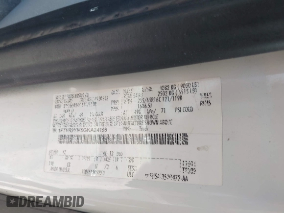 2016 Ford Transit with VIN 1FTYR2YM8GKA24198, listed as a IAAI auction lot 41625150 with 214,614 mi miles and . Bid and sale history available at DreamBid. Image 9.