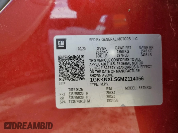 2021 GMC Acadia Denali with VIN 1GKKNXLS6MZ114056, listed as a Copart auction lot 49339025 with Not provided miles and Salvage title. Bid and sale history available at DreamBid. Image 14.