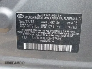 2013 Hyundai Elantra GLS with VIN 5NPDH4AE4DH417819, listed as a IAAI auction lot 42163626 with 135,370 mi miles and . Bid and sale history available at DreamBid. Image 9.