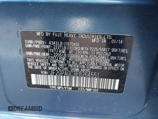 2014 Subaru Crosstrek Limited with VIN JF2GPAGC3E8264551, listed as a IAAI auction lot 41664900 with 126,738 mi miles and . Bid and sale history available at DreamBid. Image 9.