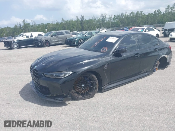 2024 BMW M3 Competition with VIN WBS33AY0XRFS35085, listed as a IAAI auction lot 42353608 with 6,991 mi miles and . Bid and sale history available at DreamBid. Image 2.