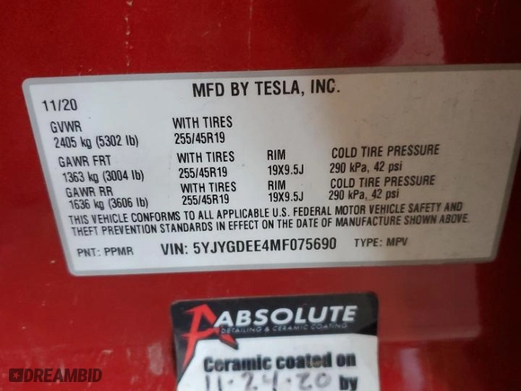 2021 Tesla Model Y Long Range with VIN 5YJYGDEE4MF075690, listed as a Copart auction lot 51274085 with 29,812 mi miles and Salvage Title. Bid and sale history available at carsss.com. Image 13.