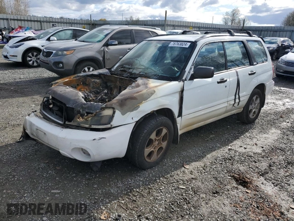 2003 Subaru Forester XS with VIN JF1SG65663H750096, listed as a Copart auction lot 76763824 with 0 mi miles and Salvage Title. Bid and sale history available at carsss.com. Image 1.