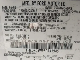 2008 Ford Taurus X SEL with VIN 1FMDK05W98GA41945, listed as a IAAI auction lot 42067959 with 157,896 mi miles and . Bid and sale history available at DreamBid. Image 9.