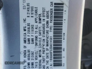 2013 Acura TL Technology z VIN 19UUA8F52DA014581, wystawiony jako Copart lot #58389665 z przebiegiem 175 114 mil mil oraz Szkoda całkowita • Salvage title. Historia ofert i sprzedaży dostępna na DreamBid. Obrazek 12.
