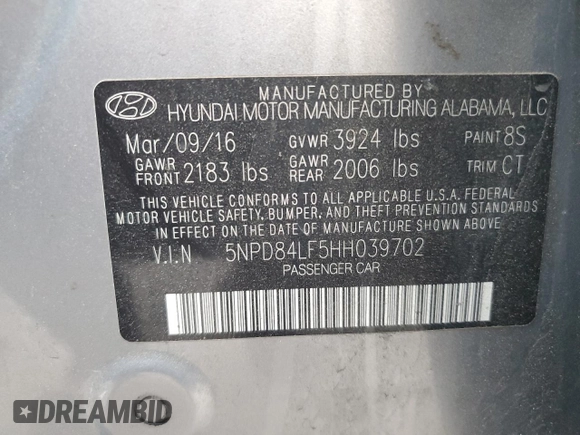 2017 Hyundai Elantra Limited z VIN 5NPD84LF5HH039702, wystawiony jako Copart lot #49128905 z przebiegiem 126 338 mil mil oraz Szkoda całkowita • Salvage title. Historia ofert i sprzedaży dostępna na DreamBid. Obrazek 14.