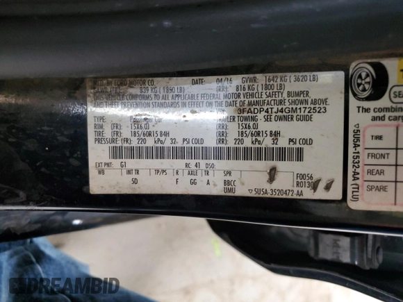 2016 Ford Fiesta S z VIN 3FADP4TJ4GM172523, wystawiony jako Copart lot #58571205 z przebiegiem 85 108 mil mil oraz Szkoda całkowita • Salvage title. Historia ofert i sprzedaży dostępna na DreamBid. Obrazek 12.