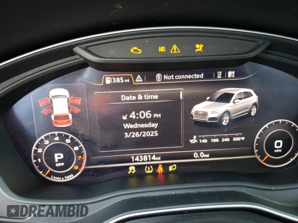 2018 Audi Q5 Premium Plus with VIN WA1BNAFY0J2143429, listed as a Copart auction lot 50757795 with 143,814 mi miles and Non Repairable. Bid and sale history available at carsss.com. Image 9.