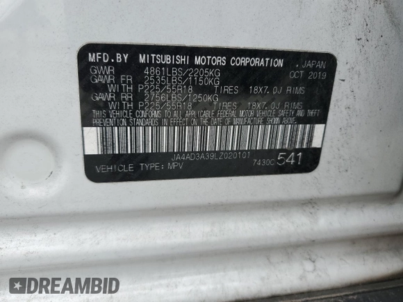2020 Mitsubishi Outlander SE с VIN JA4AD3A39LZ020101, выставлен на аукционе Copart как лот 57114785 с пробегом 108 736 миль миль и Списание • Salvage title. История ставок и продаж доступна на DreamBid. Изображение 13.