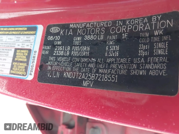 2011 Kia Soul + with VIN KNDJT2A25B7218551, listed as a IAAI auction lot 41521447 with 195,282 mi miles. Bid and sale history available at carsss.com. Image 9.
